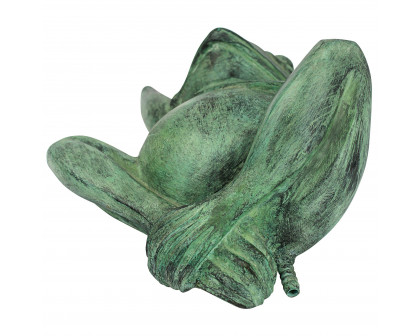 Toscano - Spitting Lazy Frog Emerald Verde Garden Statue