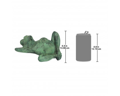 Toscano - Spitting Lazy Frog Emerald Verde Garden Statue