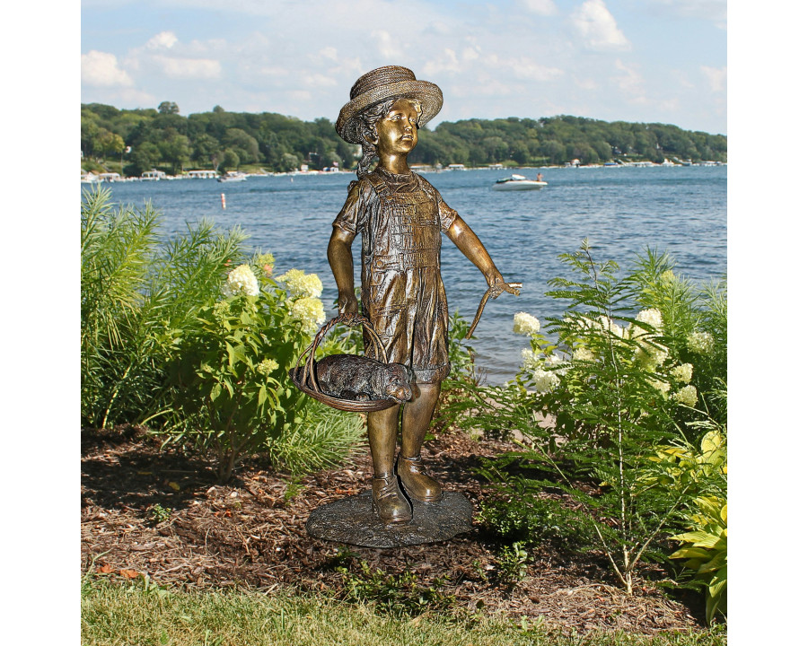 Toscano - Hatti With Her PuppyGirl With Dog Garden Statue