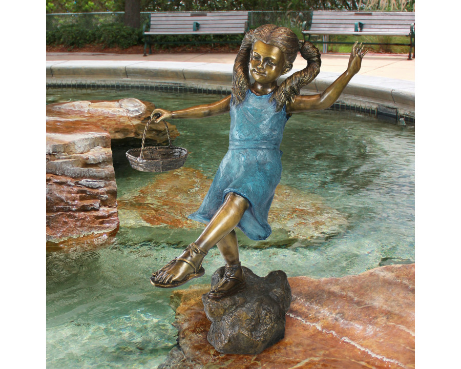 Toscano - Brittany with a Basket Little Girl Garden Statue