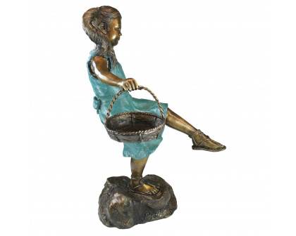 Toscano - Brittany with a Basket Little Girl Garden Statue