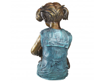 Toscano - Sitting Savannah Girl with Dog Garden Statue