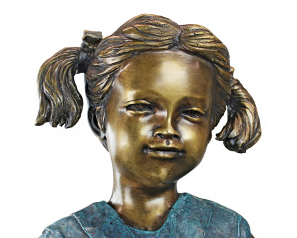 Toscano - Sitting Savannah Girl with Dog Garden Statue