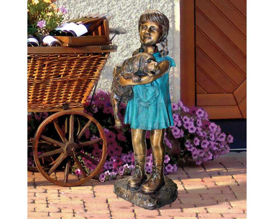 Toscano - Can I Keep Him Girl and Dog Garden Statue