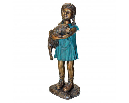 Toscano - Can I Keep Him Girl and Dog Garden Statue