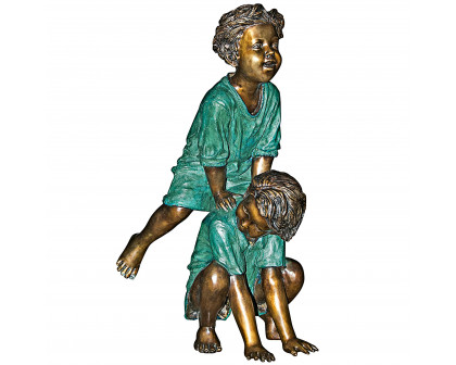 Toscano - Leap Froggin Playing Boys Garden Statue