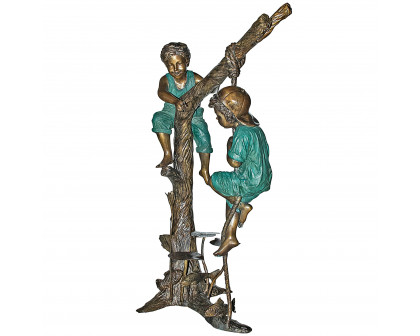 Toscano - Frolicking Fisherman Two Boys on a Tree Garden Statue