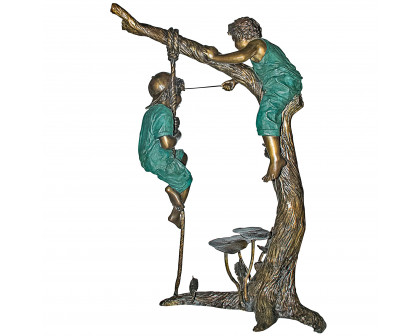 Toscano - Frolicking Fisherman Two Boys on a Tree Garden Statue