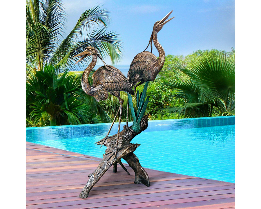 Toscano - Two Herons on a Log Garden Statue