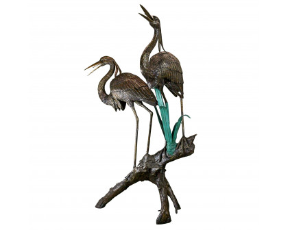 Toscano - Two Herons on a Log Garden Statue