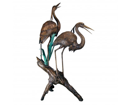 Toscano - Two Herons on a Log Garden Statue