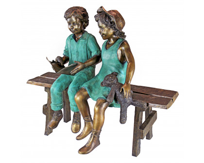 Toscano - Read to MeBoy and Girl on Bench Garden Statue