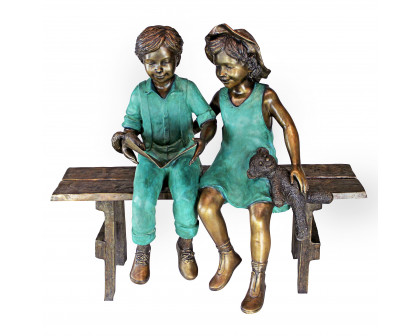 Toscano - Read to MeBoy and Girl on Bench Garden Statue