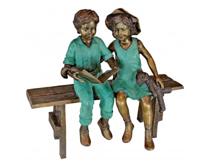 Toscano - Read to MeBoy and Girl on Bench Garden Statue