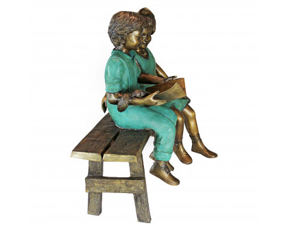 Toscano - Read to MeBoy and Girl on Bench Garden Statue