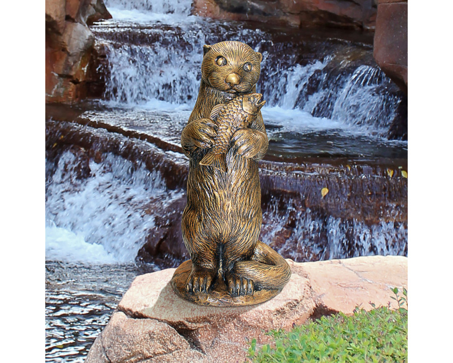 Toscano - Standing Otter with Fish Garden Statue