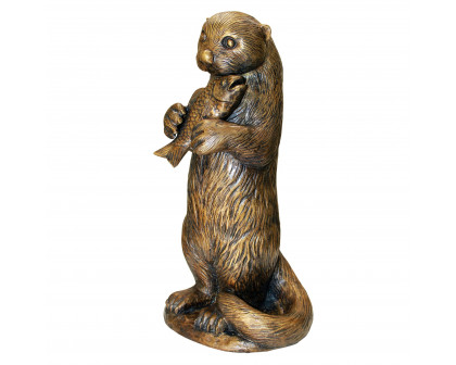 Toscano - Standing Otter with Fish Garden Statue