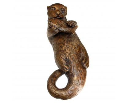 Toscano - Lazy Otter with Fish Garden Statue