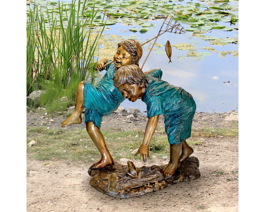 Toscano - Double Trouble Fishing Boys Garden Statue