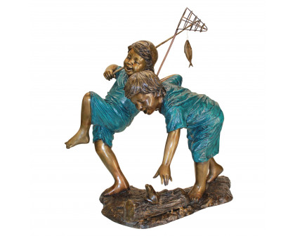 Toscano - Double Trouble Fishing Boys Garden Statue