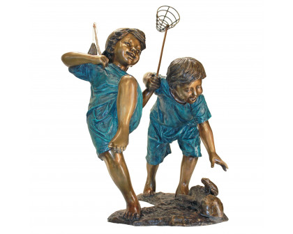 Toscano - Double Trouble Fishing Boys Garden Statue