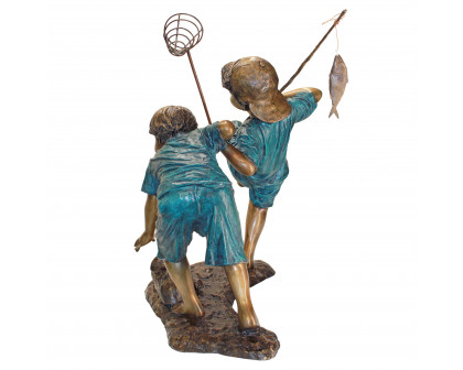 Toscano - Double Trouble Fishing Boys Garden Statue