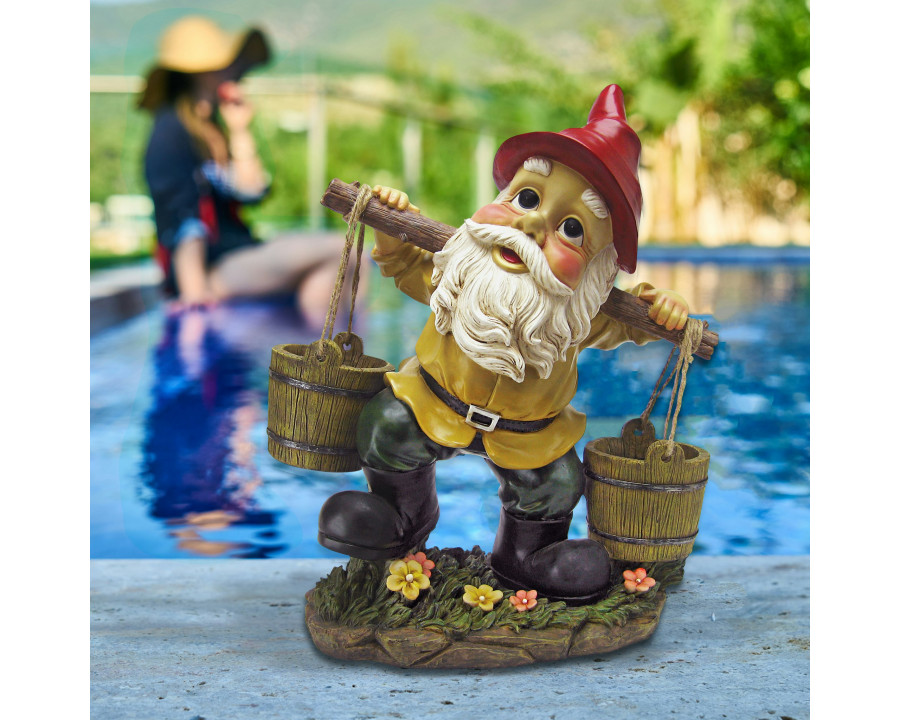 Toscano - Barney Two Buckets Garden Gnome Statue