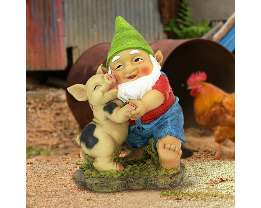 Toscano - Happy as a Pig in Slop Garden Gnome Statue