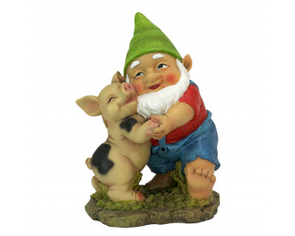 Toscano - Happy as a Pig in Slop Garden Gnome Statue