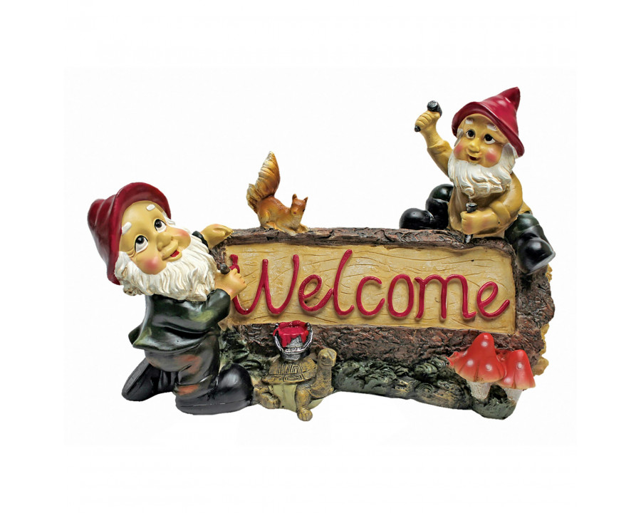 Toscano - Greetings from the Garden Gnomes Welcome Sign Statue