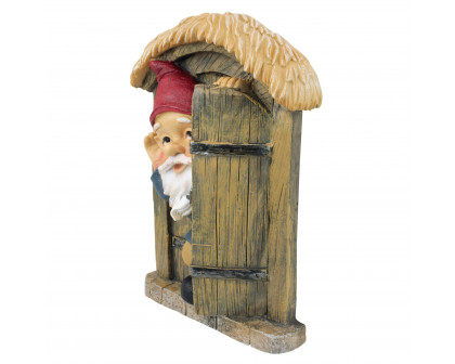 Toscano The Knothole Gnomes Garden Welcome Tree Sculpture - Door Gnome