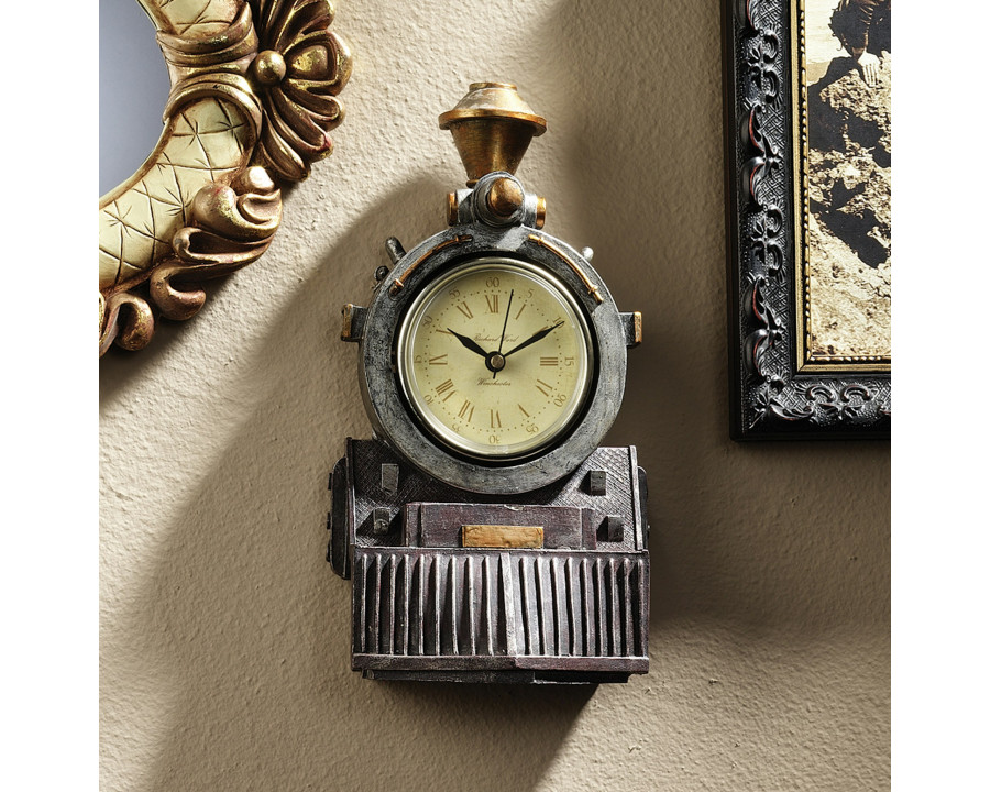 Toscano - All Aboard Locomotive Train Sculptural Wall Clock