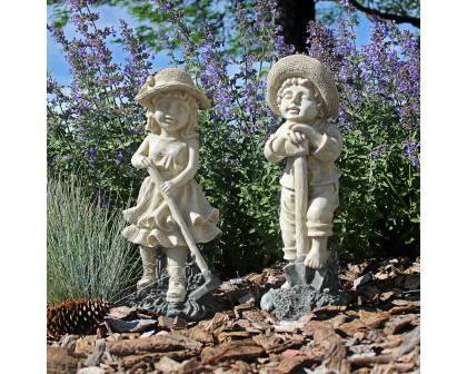 Toscano - Set of 2 Young Gardener Rebecca and Samuel Statues