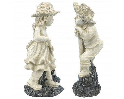 Toscano Set of 2 Young Gardener Rebecca and Samuel Statues - Medium