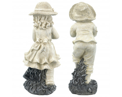 Toscano Set of 2 Young Gardener Rebecca and Samuel Statues - Medium