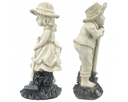 Toscano Set of 2 Young Gardener Rebecca and Samuel Statues - Medium