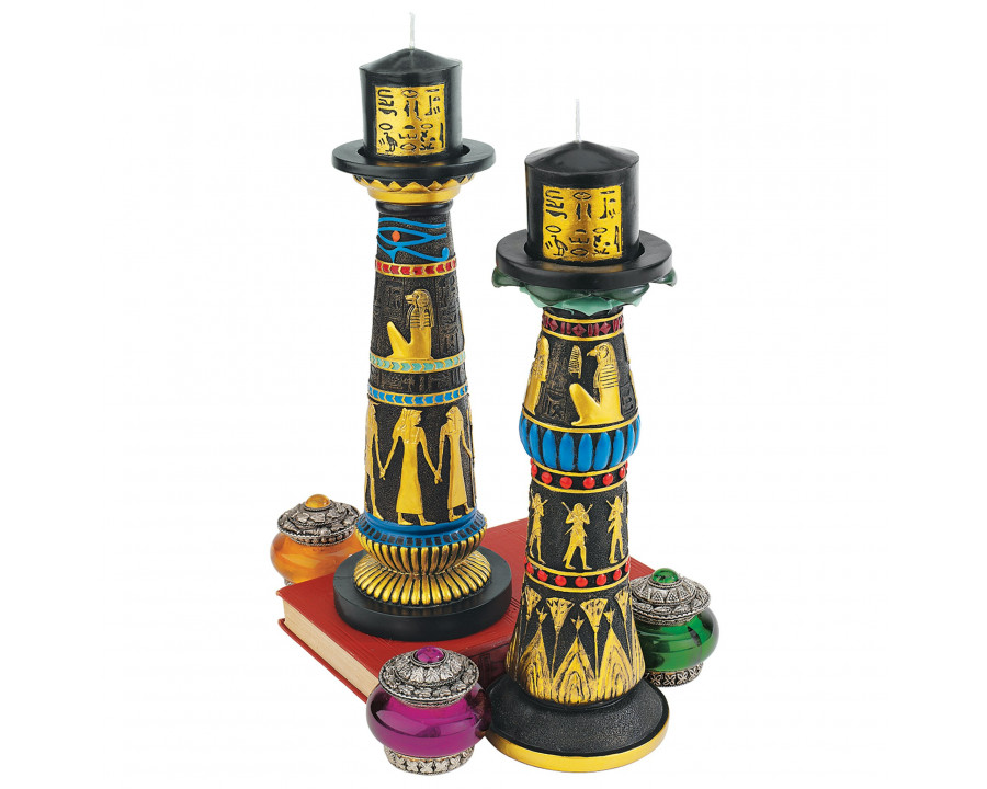 Toscano - Set of 2 Temple of Luxor Egyptian Candleholder