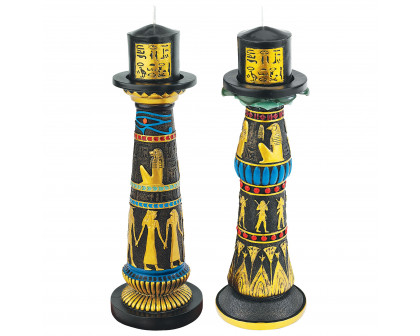 Toscano - Set of 2 Temple of Luxor Egyptian Candleholder