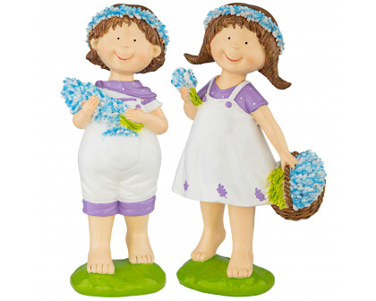 Toscano - Set of 2 Bluebonnet Twins Springtime Children Garden Statues