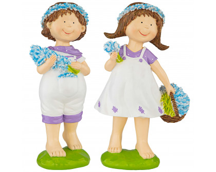 Toscano - Set of 2 Bluebonnet Twins Springtime Children Garden Statues