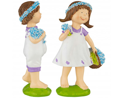 Toscano - Set of 2 Bluebonnet Twins Springtime Children Garden Statues