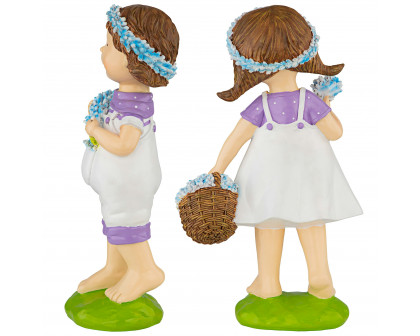 Toscano - Set of 2 Bluebonnet Twins Springtime Children Garden Statues