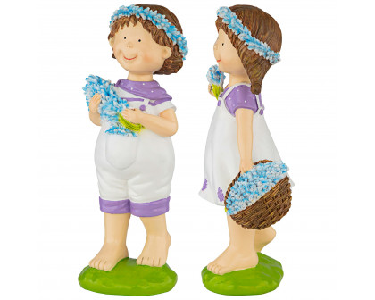 Toscano - Set of 2 Bluebonnet Twins Springtime Children Garden Statues