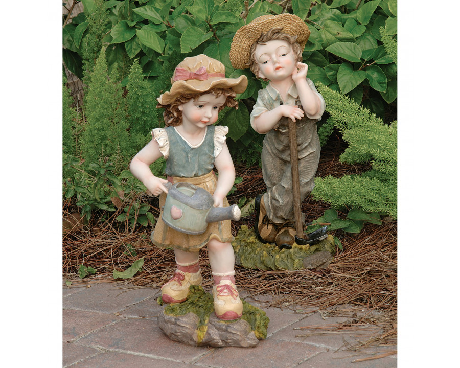 Toscano - Set of 2 Fanny and Frank Farmer Garden Statues