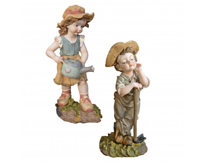 Toscano - Set of 2 Fanny and Frank Farmer Garden Statues