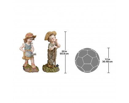 Toscano - Set of 2 Fanny and Frank Farmer Garden Statues