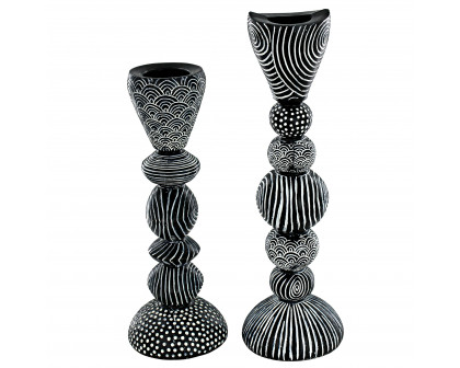 Toscano - Set of 2 Tribal Funk Contemporary Candleholder