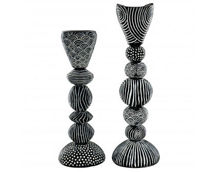 Toscano - Set of 2 Tribal Funk Contemporary Candleholder