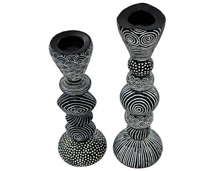 Toscano - Set of 2 Tribal Funk Contemporary Candleholder