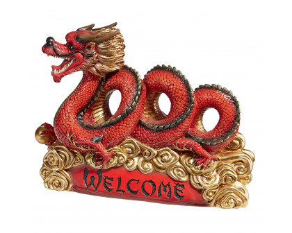 Toscano - Asian Zen Dragon Garden Welcome Sign Statue